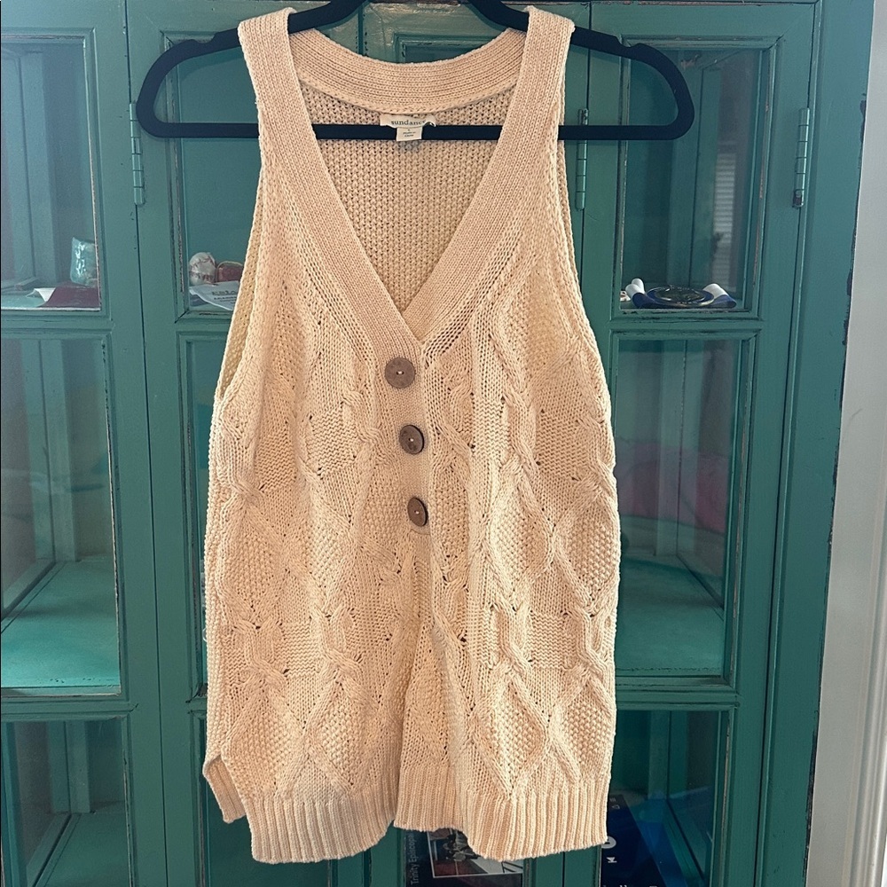 Sundance Cream Knit Top Euc - image 2